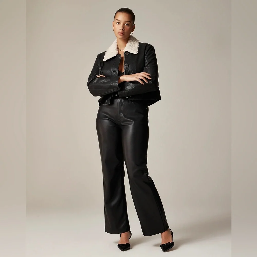 J.Crew Slim wide-leg pant in faux leather BU138